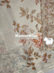 GOLD TISSUE EMBROIDERY WORK SAREE DUSTY GOLD