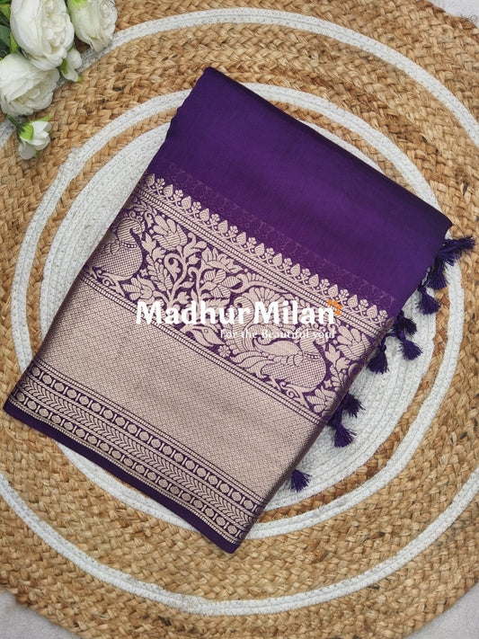 DISPUR SILK SAREE 10 INCH BORDER SAREE PURPLE