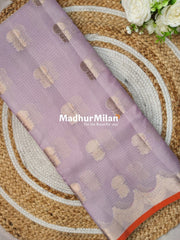 BANARASI SEMI KOTA SAREE LAVENDER ORANGE