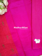 WARLI EMBROIDERY WORK RAW SILK SAREE PINK