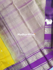 KANCHI CHECKS BUTTA BENTEX BORDER SAREE YELLOW WINE
