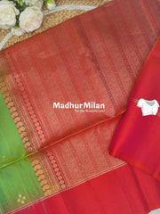 UPPADA SOFT SILK SAREE PISTA GREEN PEACH