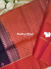 UPPADA SOFT SILK SAREE NAVY BLUE PEACH