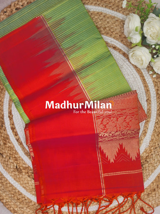 UPPADA SOFT SILK SAREE DUSTY GREEN PEACH