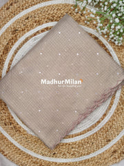 TISSUE KOTA WORK SAREE DUSTY BROWN