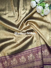 APSARA TISSUE SILK SAREE GOLDEN BROWN PURPLE