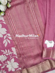FLORAL PRINT ASSAM SILK SAREE PINK