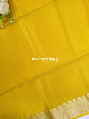 BANARASI RUSSIAN CREPE SAREE LEMON YELLOW