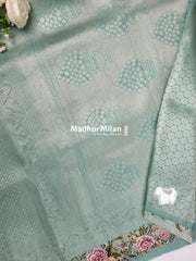 SOFT SILK EMBROIDERY WORK SAREE SAGE GREEN
