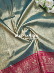 APSARA TISSUE SILK SAREE GOLDEN RAMA PINK
