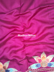 FLOWER BEAUTY RAW SILK SAREE WINE