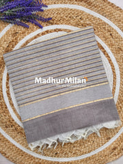 STRIPE LINES COTTON SAREE DUSTY BROWN