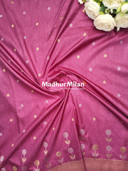 SUNFLOWER MALAI SILK SAREE ONION PINK
