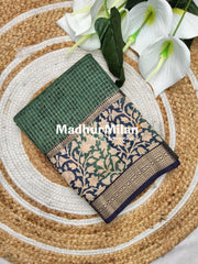 MODAL SILK SAREE PRINTED MEHNDI GREEN