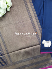 BANARASI ZARI WOVEN SAREE NAVY BLUE