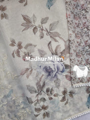 GOLD TISSUE EMBROIDERY WORK SAREE DUSTY BROWN