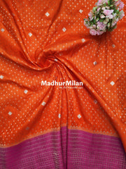 INAAYA BANARASI BLOOMS SAREE ORANGE PINK