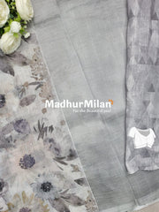 LENIN KOTA FLORAL MIRROR WORK SAREE GREY