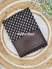 CHANDERI PRINTED SAREE BLACK