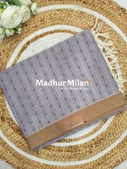 SUTI STRIPE BUTTA COTTON SAREE LIGHT MINK