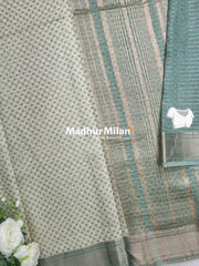 ASSAM SILK PRINTED SAREE DUSTY GREEN