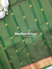 KORVAI CHECKS BUTTA BORDER SAREE GREEN MAROON