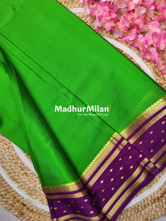 BENTEX BUTTA BORDER PURE CREPE SILK SAREE PARROT MEGENTA