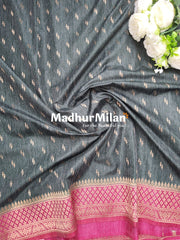 BANARASI COTTON LOOMS DUSTY GREEN PINK