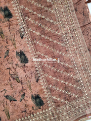 CHANDERI FLAMINGO EMBROIDERY WORK SAREE DUSTY ROSE