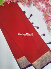 SEMI CREPE SILK SAREE RED PURPLE