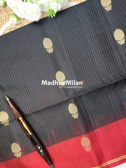 STRIPES BUTTA SOFT SILK SAREE BLACK RED