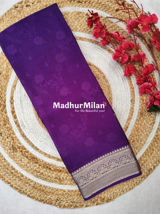MARVI BANARASI SELF EMBOSS CREPE SILK SAREE PURPLE