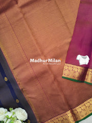 KORVAI CHECKS BUTTA BORDER SAREE NAVY BLUE WINE