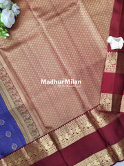 KANCHI CHECKS BUTTA BENTEX BORDER SAREE NAVYBLUE MAROON