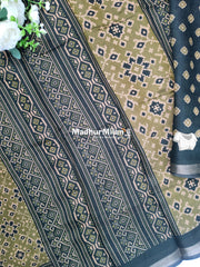 BAGRU PRINT KAJU SILK SAREE GREEN