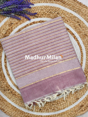 STRIPE LINES COTTON SAREE DUSTY RUST