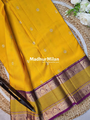 KANCHI BUTTA BENTEX BORDER SAREE YELOW PINK