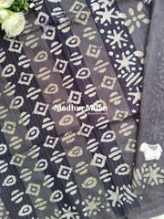 BHAGALPURI BATIC PRINT SAREE BLACKBERRY