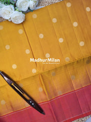 STRIPES BORDER BUTTA SOFT SILK SAREE MUSTARD PEACH