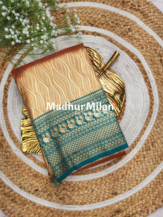 KALANJALI TISSUE SILK SAREE DUSTY ORANGE RAMA