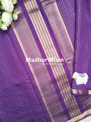 ASSAM SILK MINI CHECKS SAREE PURPLE