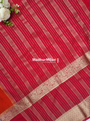 SEMI CREPE SILK SAREE ORANGE PINK