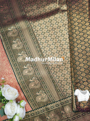 APSARA TISSUE SILK SAREE GOLDEN PINK GREEN