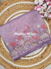 LENIN TISSUE WORK SAREE DUSTY PURPLE