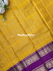 KANCHI CHECKS BUTTA BENTEX BORDER SAREE YELLOW WINE