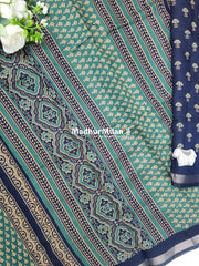 BAGRU PRINT KAJU SILK SAREE RAMA