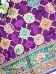 PASHMINA SATIN BROCADE SAREE PURPLE