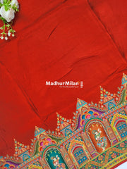 PASHMINA BROCADE SAREE RUST