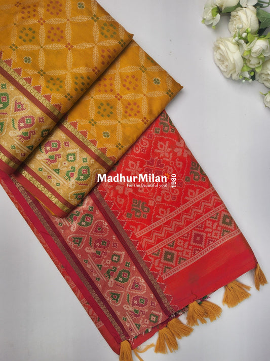 PATOLA SOFT SILK SAREE YELLOW