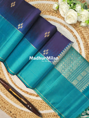 STRIPES BORDER BUTTA SOFT SILK SAREE VIOLET FIROZI